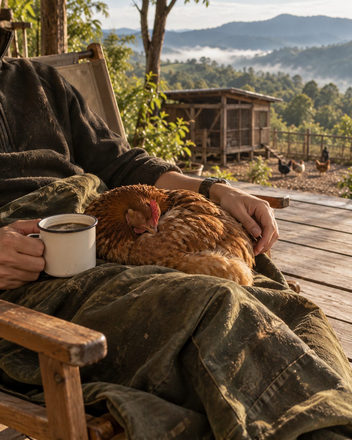 Morning · eggs and hens