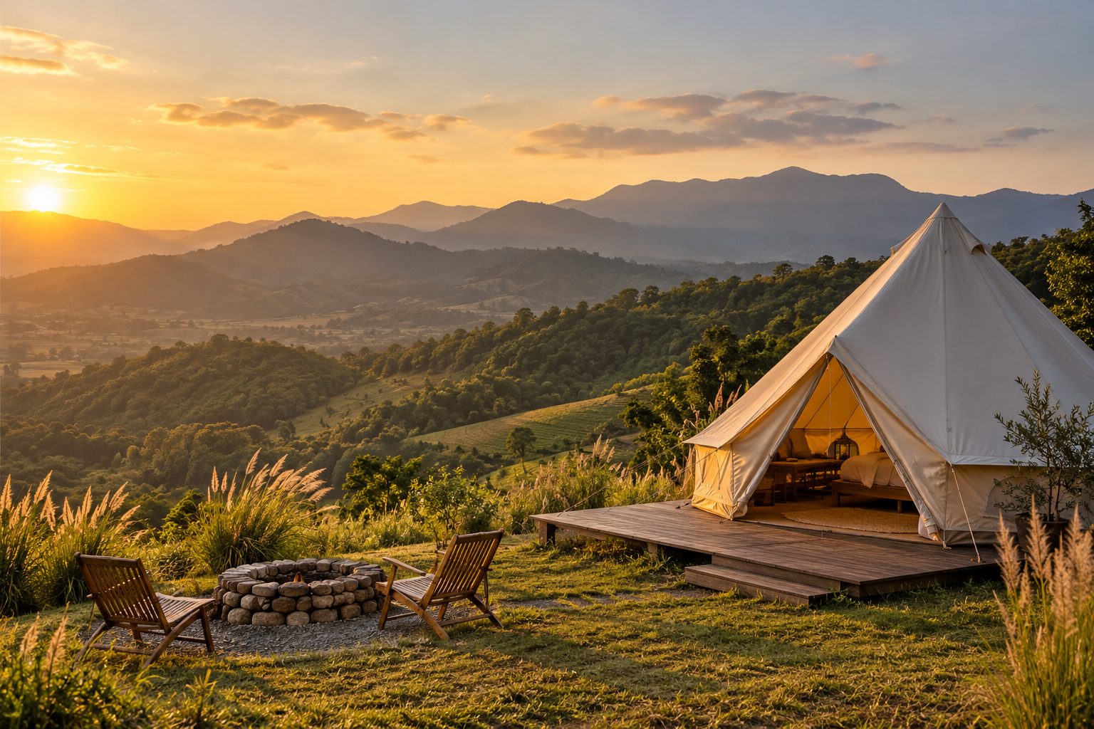 Tents on the terraces, zone D